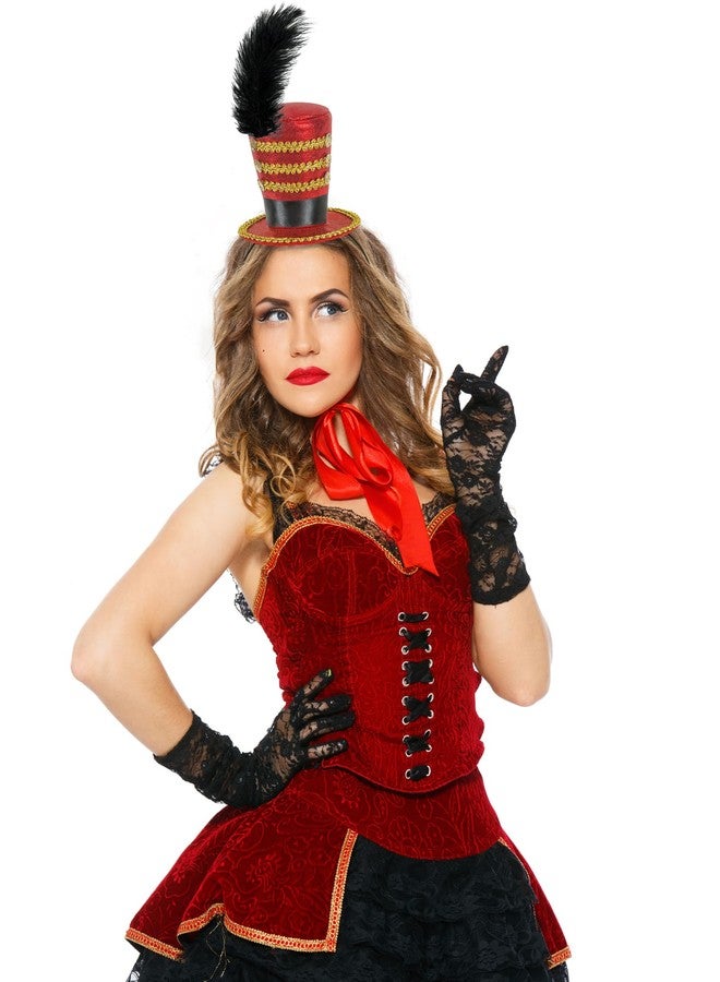 Dkomekii Mini Circus Ringmaster Hat Headband Red Mini Top Hat Halloween Cosplay Party Costume Headwear Soldier Costume Lion Tamer Headpiece - Image 3
